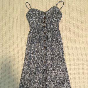 Long button down blue floral sundress